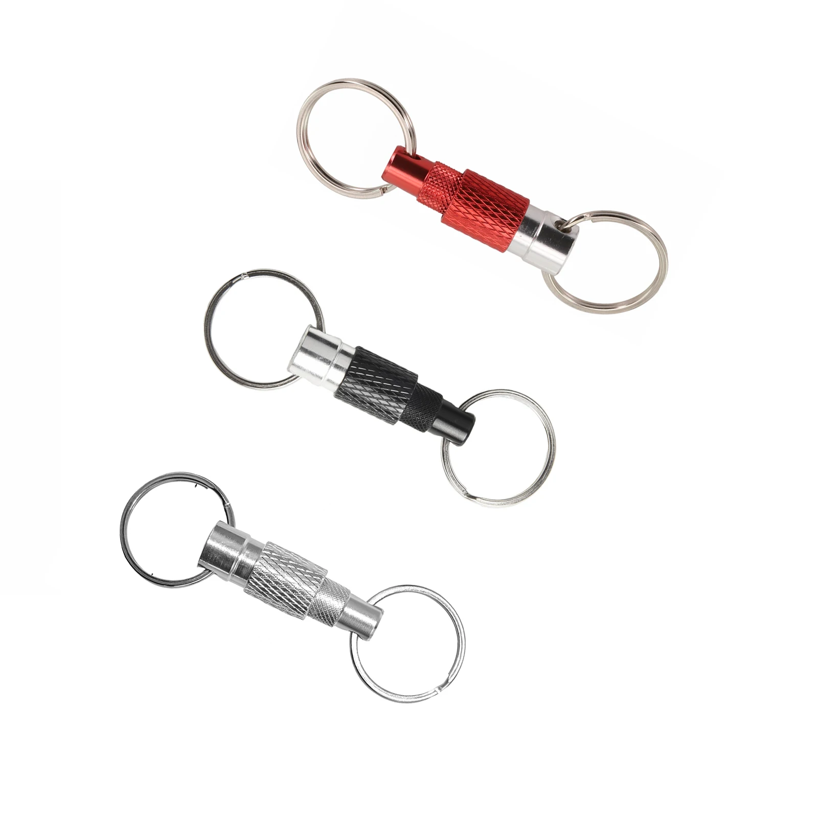 3PC Key Chains Detachable Key Holder Keychain W Detachable Key  For Ring For 360° Rotation Dual For Ring Buckle