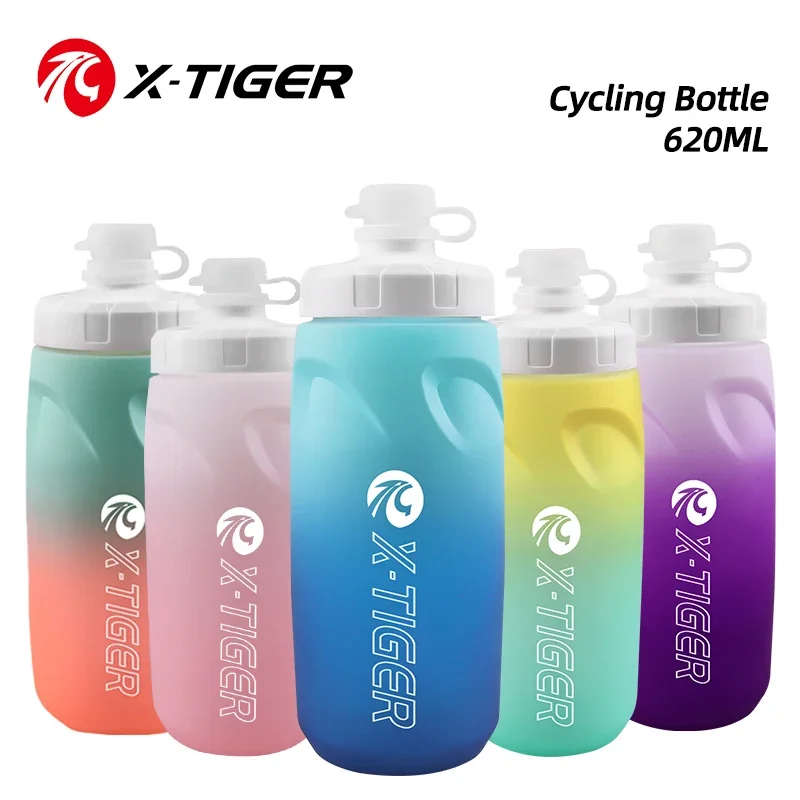 

620ML Gradient Color Road Bike Water Bottle Ultra-Light Squeezable Leak-Proof Sports Bottle Bicycle Lockable Cycling WaterBottle