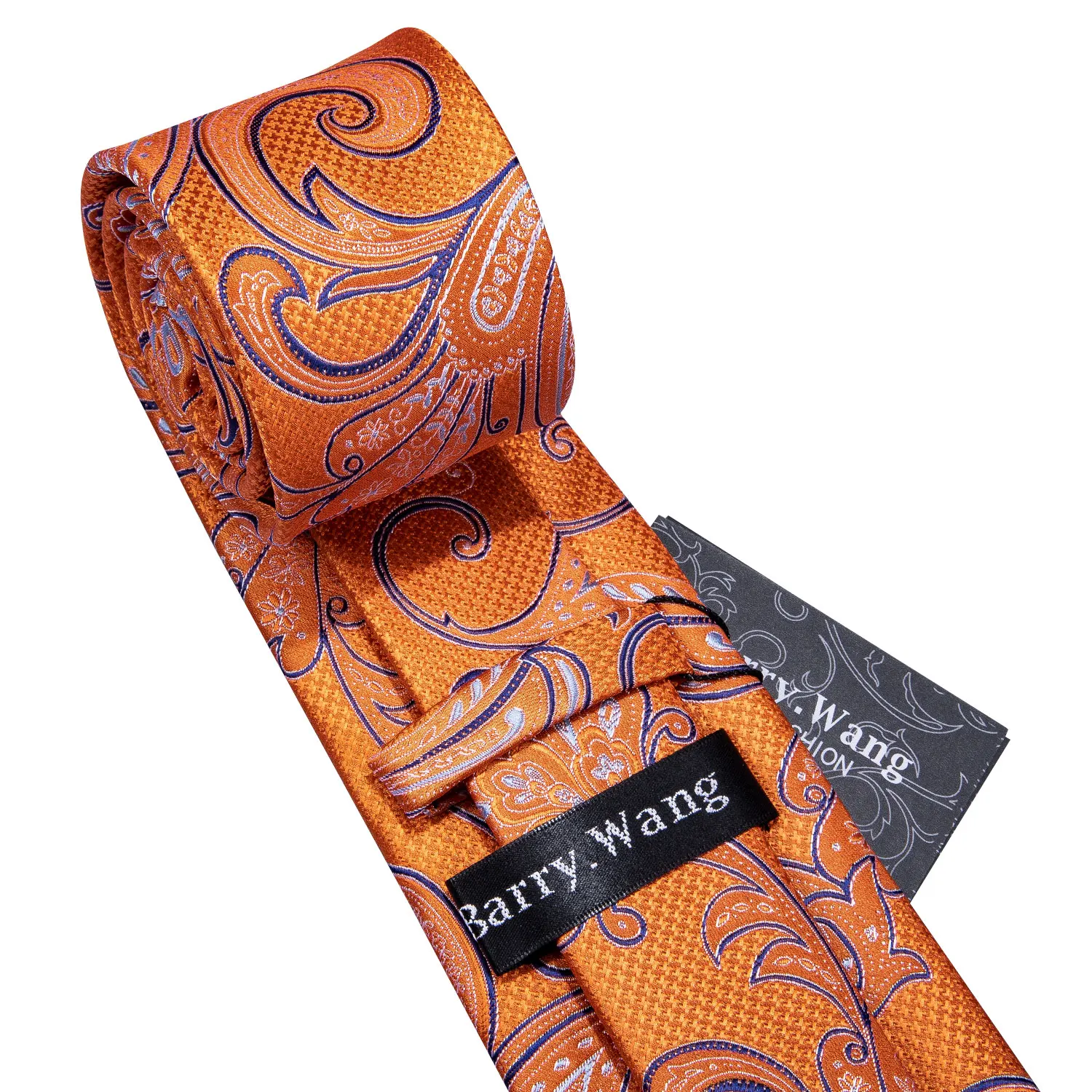 Barry.Wang-Corbata de Jacquard Paisley Floral para hombre, conjunto de gemelos, pañuelo de seda, dorado, rojo, verde, azul, naranja, boda, negocios