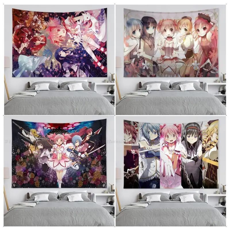 Puella Magi Madoka Magica Tapestry Tapestry Art Printing Indian Buddha Wall Decoration Witchcraft Bohemian Hippie INS Home Decor