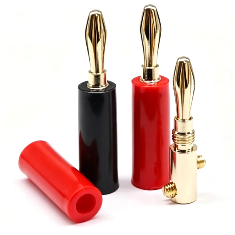 2 Stück 4mm 90 ° /180 ° Bananenstecker mit weichem Kunststoffgehäuse, rot und schwarz, geeignet für Multimeter, Audio- und Videolautsprecher – Detail 7