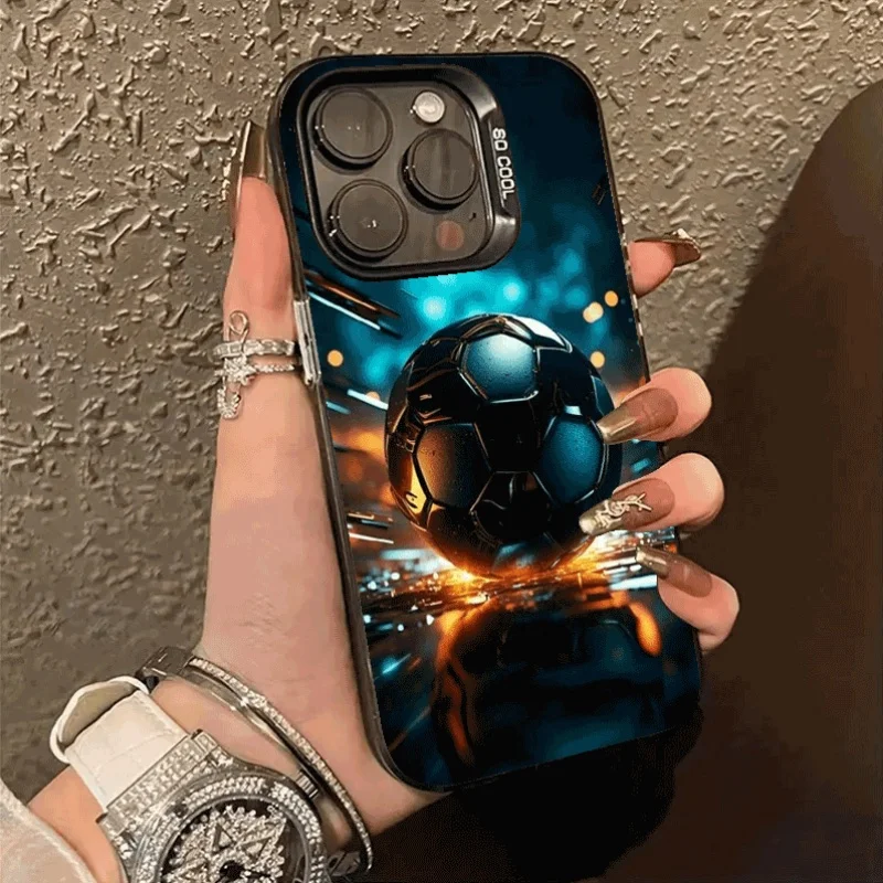 

Creative football pattern design phone case for iPhone 16 15 14 13 12 11 Pro/ Max/Plus shock-proof rear cover anti-fingerprint