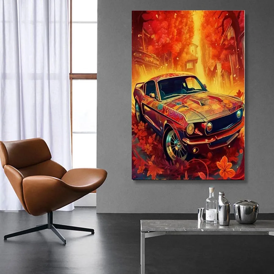 5D Car Picture Diamond Painting, Decoração para casa, Ponto Cruz, Wall Art, Hobby, DIY Gift