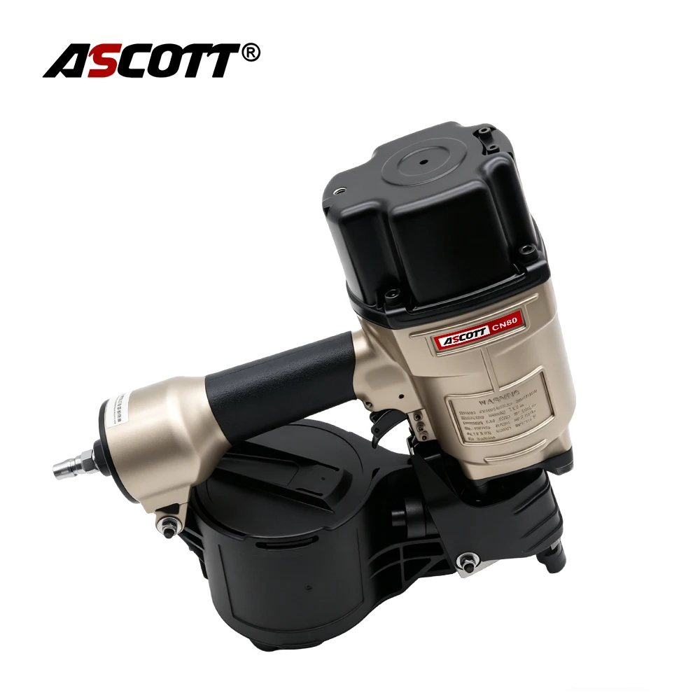 Ascott CN80 Pneumatic Coil Nailer Industrial Pallet Nail Machine Siding Nailing Gun for Making Crate, Roofing, Sheets, Fence