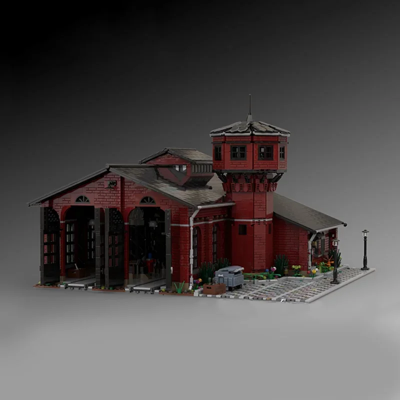 7180pcs MOC Historical Locomotive Shed Modularity Train Buildings Building Blocks Set Assembly Creativity Bricks Toy Present