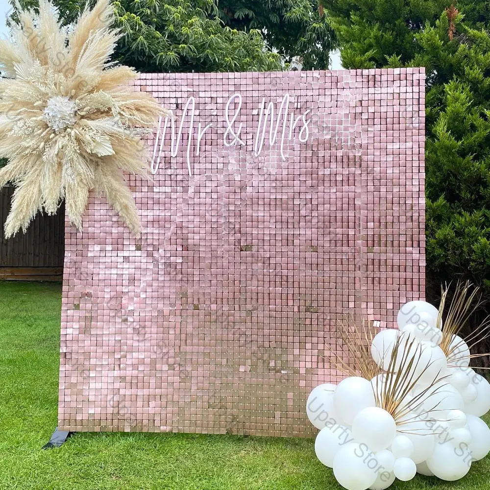 

12/36Pcs Rose Pink Sequin Wall Backdrop Panels Light Pink Square Shimmer Panels for Wedding Birthday Bridal Shower Background De