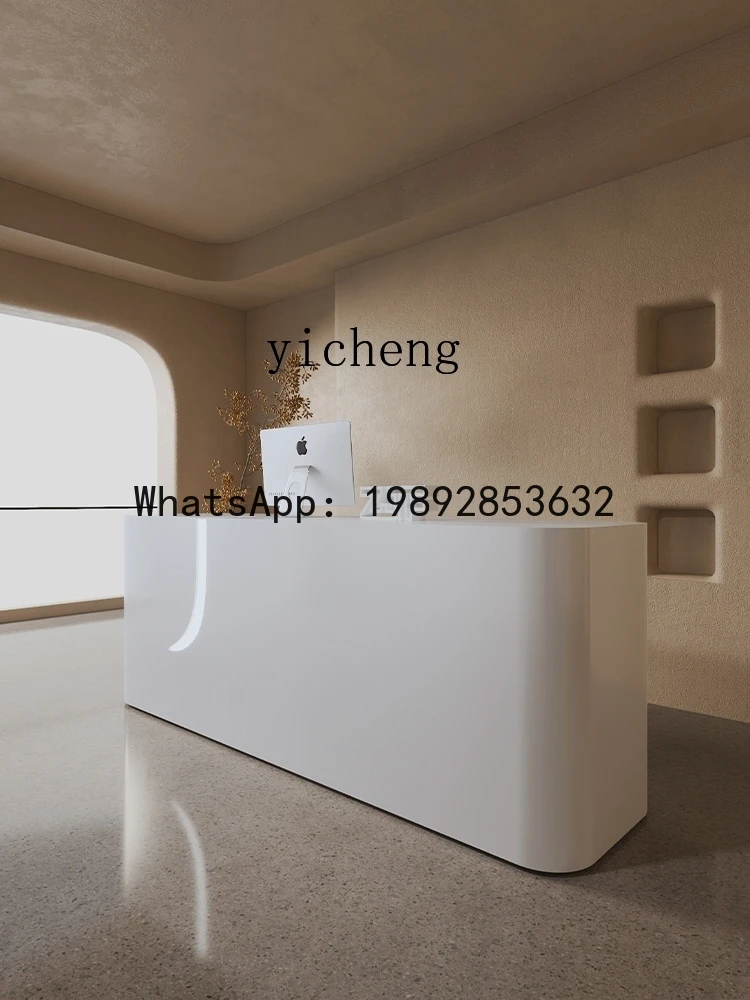 FZ  White Painting Company Welcome Reception Desk Simple Store Cashier Counter