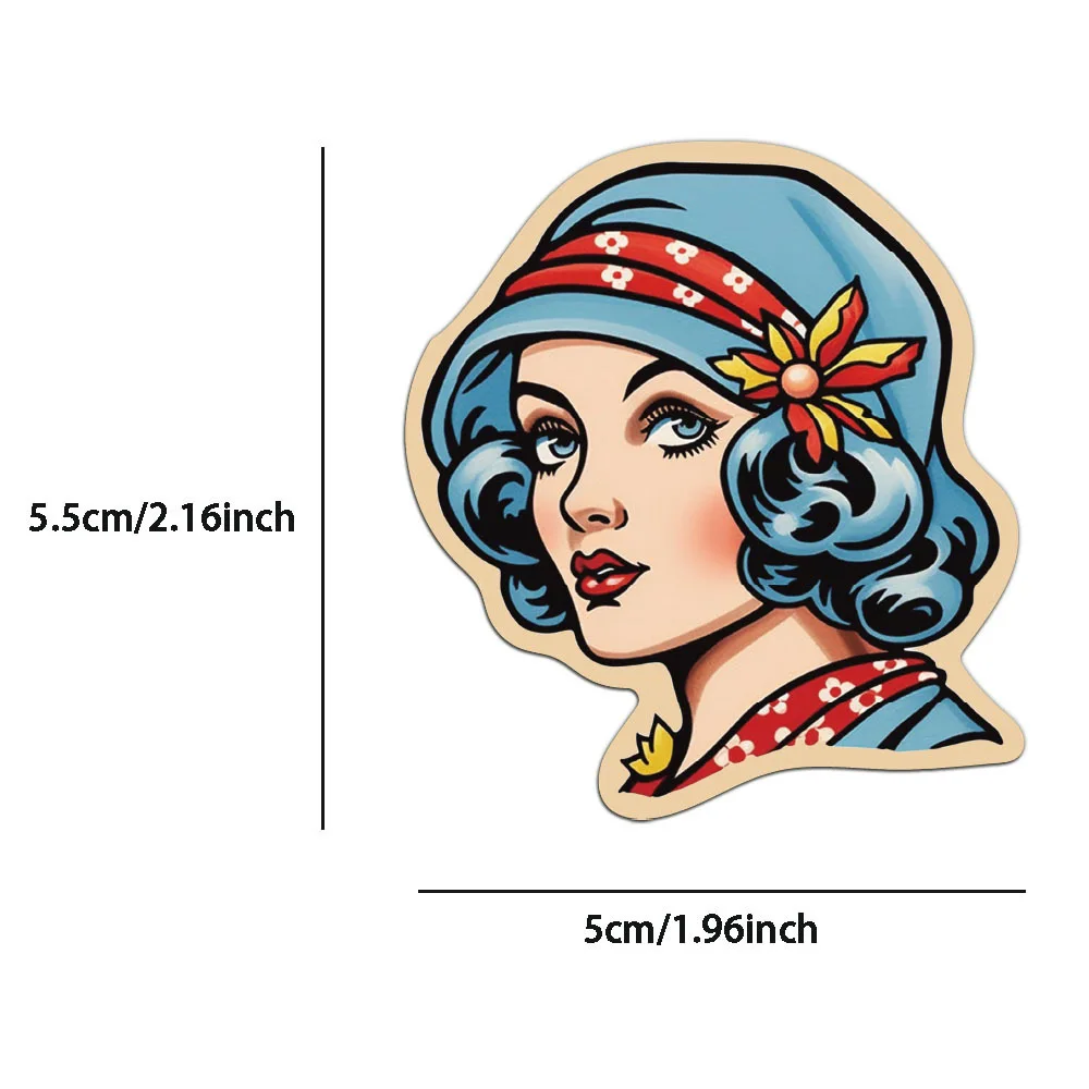 10/50pcs Retro Sexy Pinup Tattoo Girl Stickers for Laptop Suitcase Motorcycle Aesthetic Waterproof Vintage Decals Sticker Toy