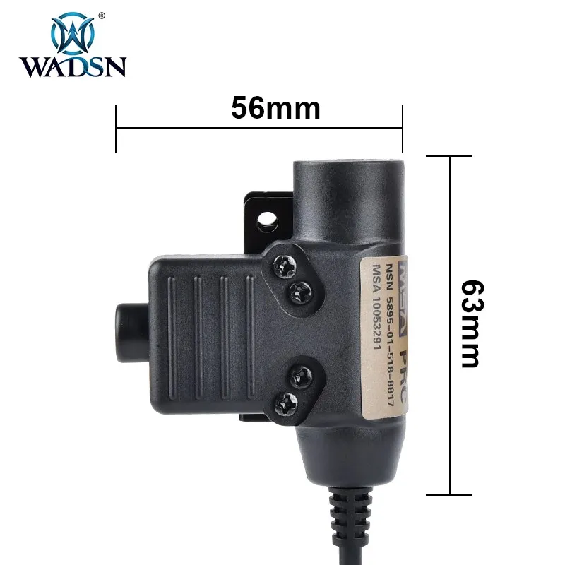 Wadsn tático u94 ptt 7.0 cabo plug adaptador de fone ouvido militar para walkie talkie tyt f8 ipsc acessórios rádio motorola kenwood