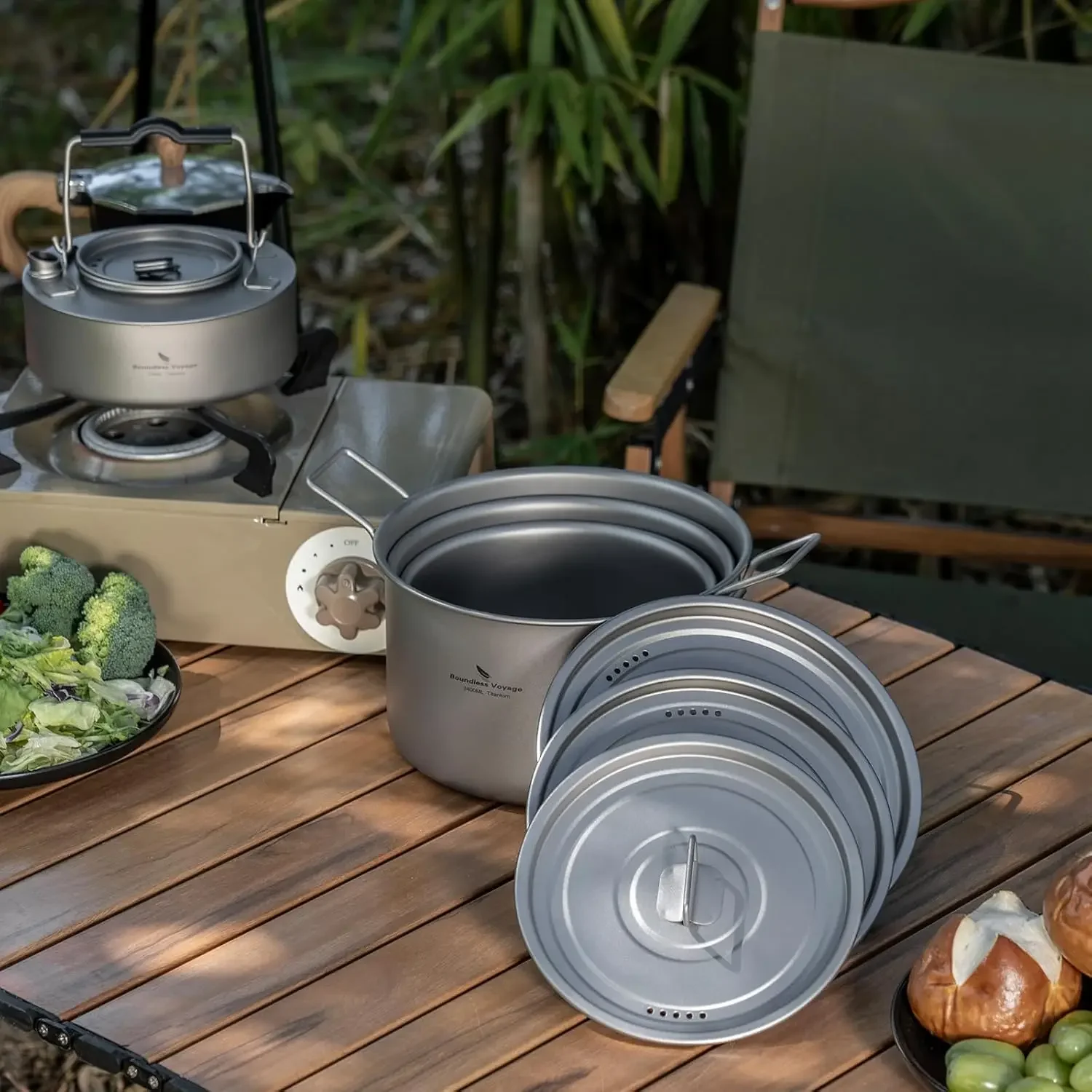 

Титановая кастрюля, портативная посуда для кемпинга, легкий набор кастрюль для приготовления пищи на открытом воздухе, путешествия, альпинизм, пеший туризм, трек