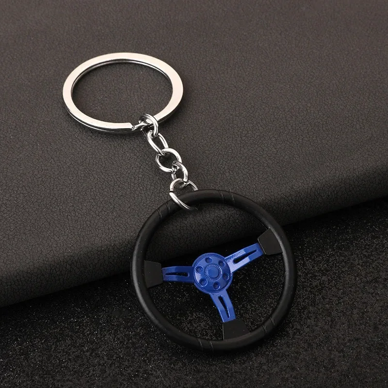 Creative Racing Steering Wheel Modified Car Keychain Personality Simulation Auto Parts Model Pendant Keyrings for Men Key Chains