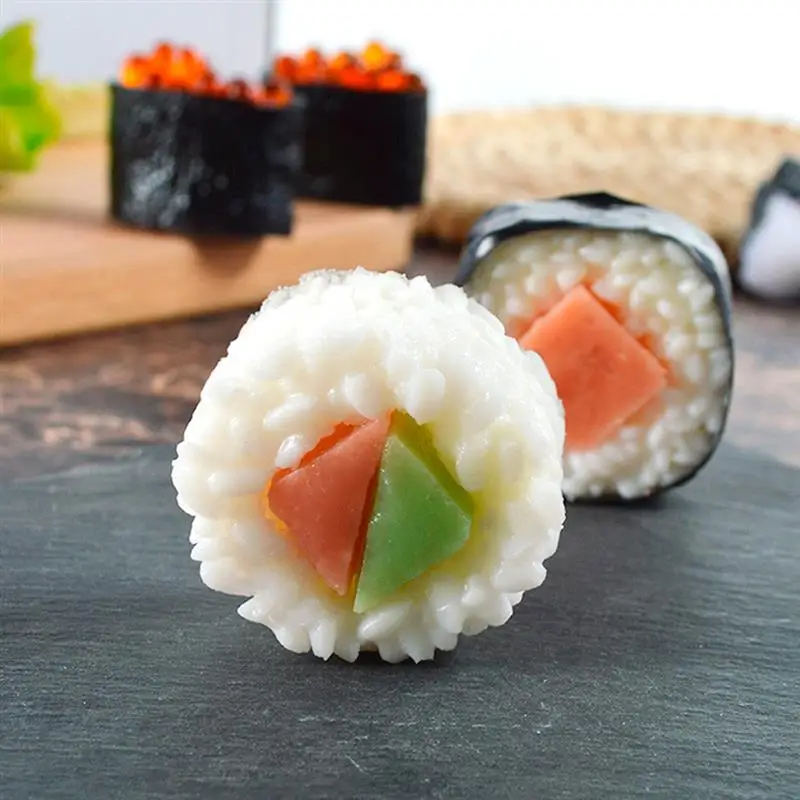 6Pcs Artificial Sushi Realistic Food Model Simulation Sushi Model Japanese Sushi Model Realistic Rich Fake Food