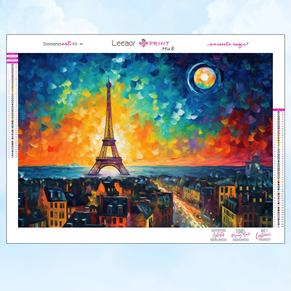 5D Van Gogh Style Diamond Painting Eiffel Tower Under The Stars Full Rhinestone Mosaic Embroidery Cross Stitch Kit Home Decor