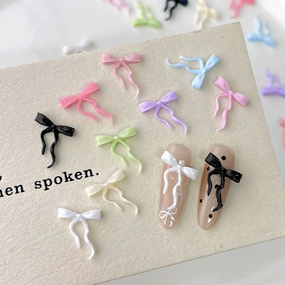 50 قطعة ربطة القوس فيونكة تصميم الراتنج مسمار الفن زينة ثلاثية الأبعاد تصميم عقدة مسمار الملحقات لينة الملمس الربيع محفورة ثلاثية الأبعاد الزينة