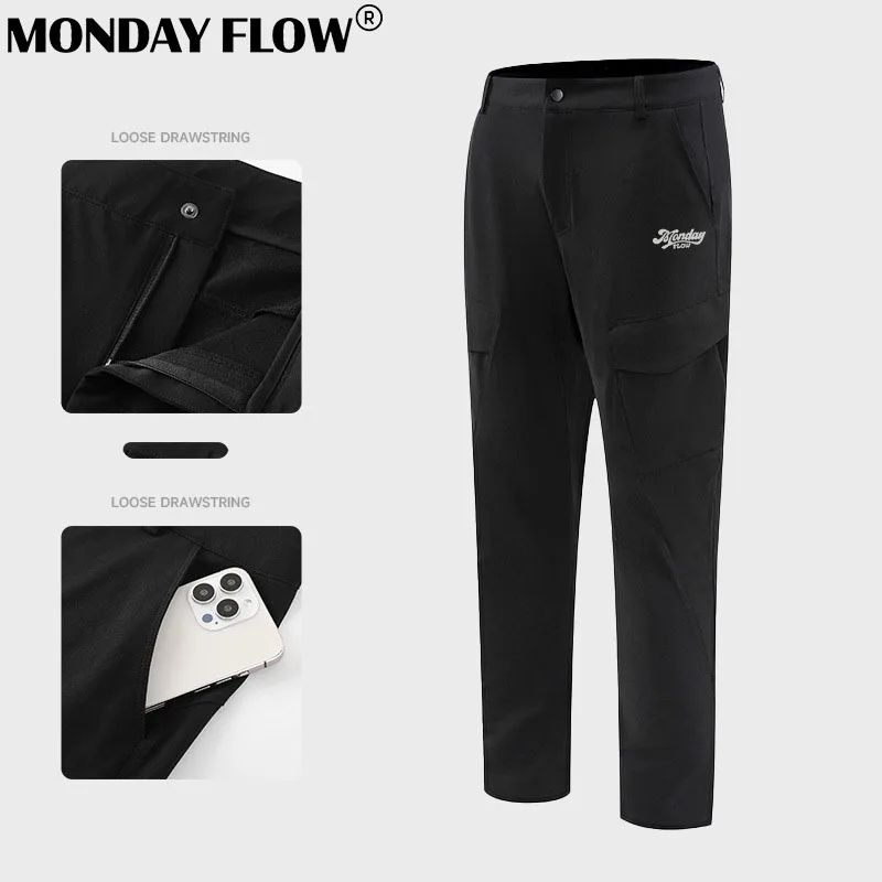 Monday Flow Golf Pants Men's Breathable Elastic Summer Straight Casual Pants Speed Drying Pants Man's Loose Sports Golf Trousers