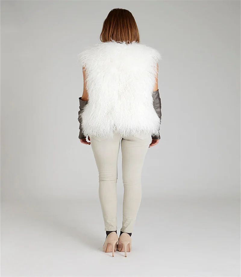 Women's genuine Mongolian sheepskin vest, sheepskin jacket, fur coat, vest