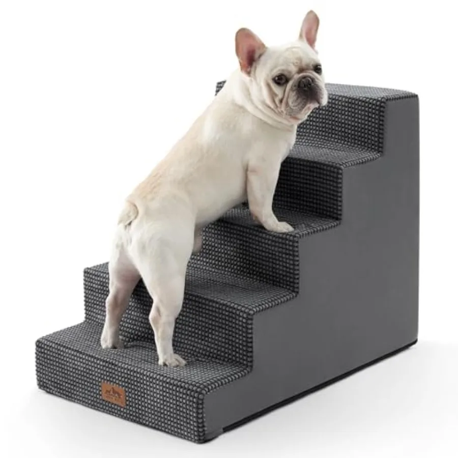 

Dog Stairs for Small Dogs 5-Step 19.7" Extra Wide Right-Angle Pet Stairs for Couch and Beds Anti-Slip Dog Steps for Old Cats an
