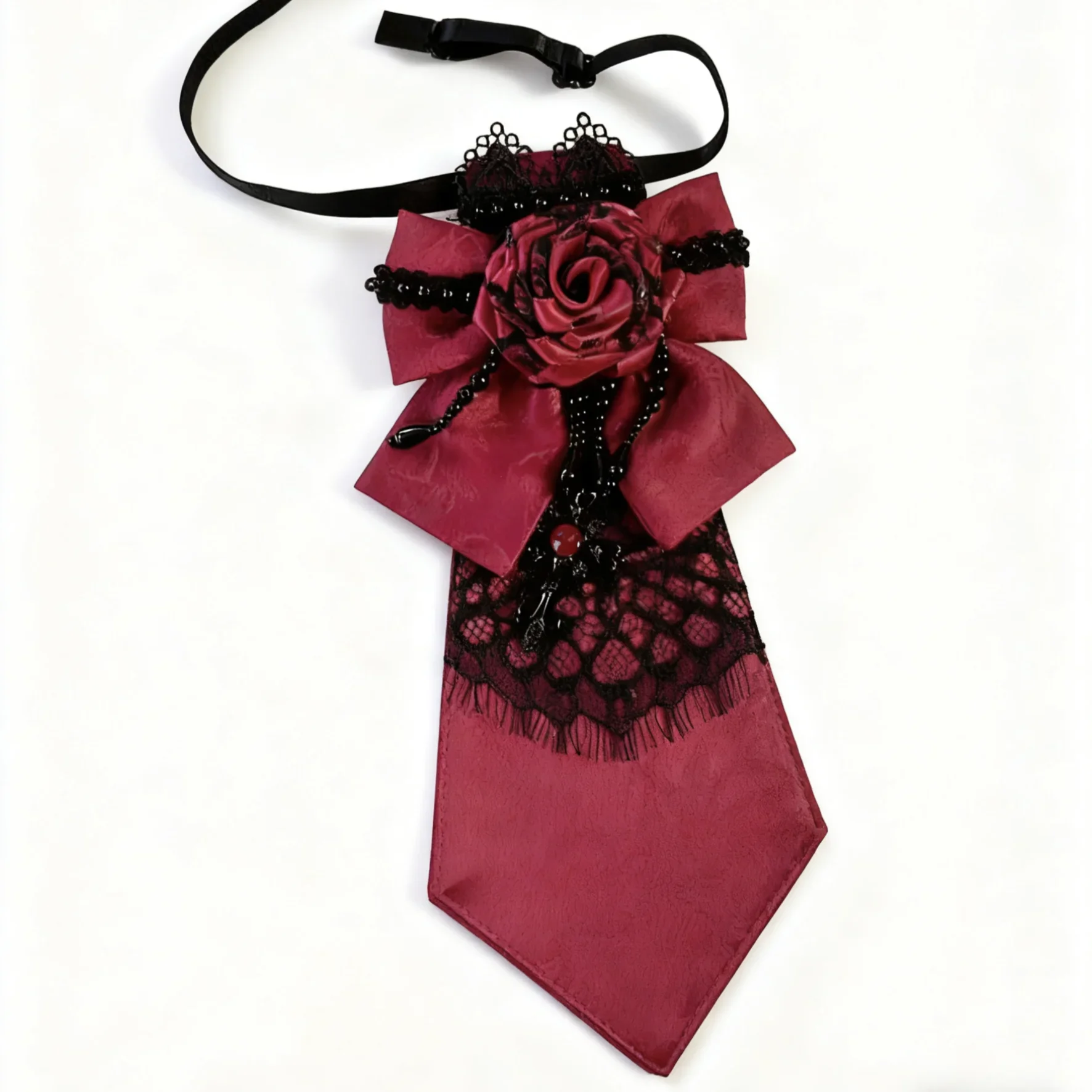 الرجعية شخصية JK الياقات الموحدة لؤلؤة الصليب وشاح الزخرفية القوطية روز نمط الظلام ربطة القوس فيونكة