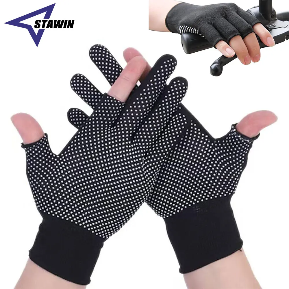 Lightweight Men Women Half-Finger Slip Breathable Fingerless Cycling Gloves for Construction Nylon Fitness Work Motorcycle Glove