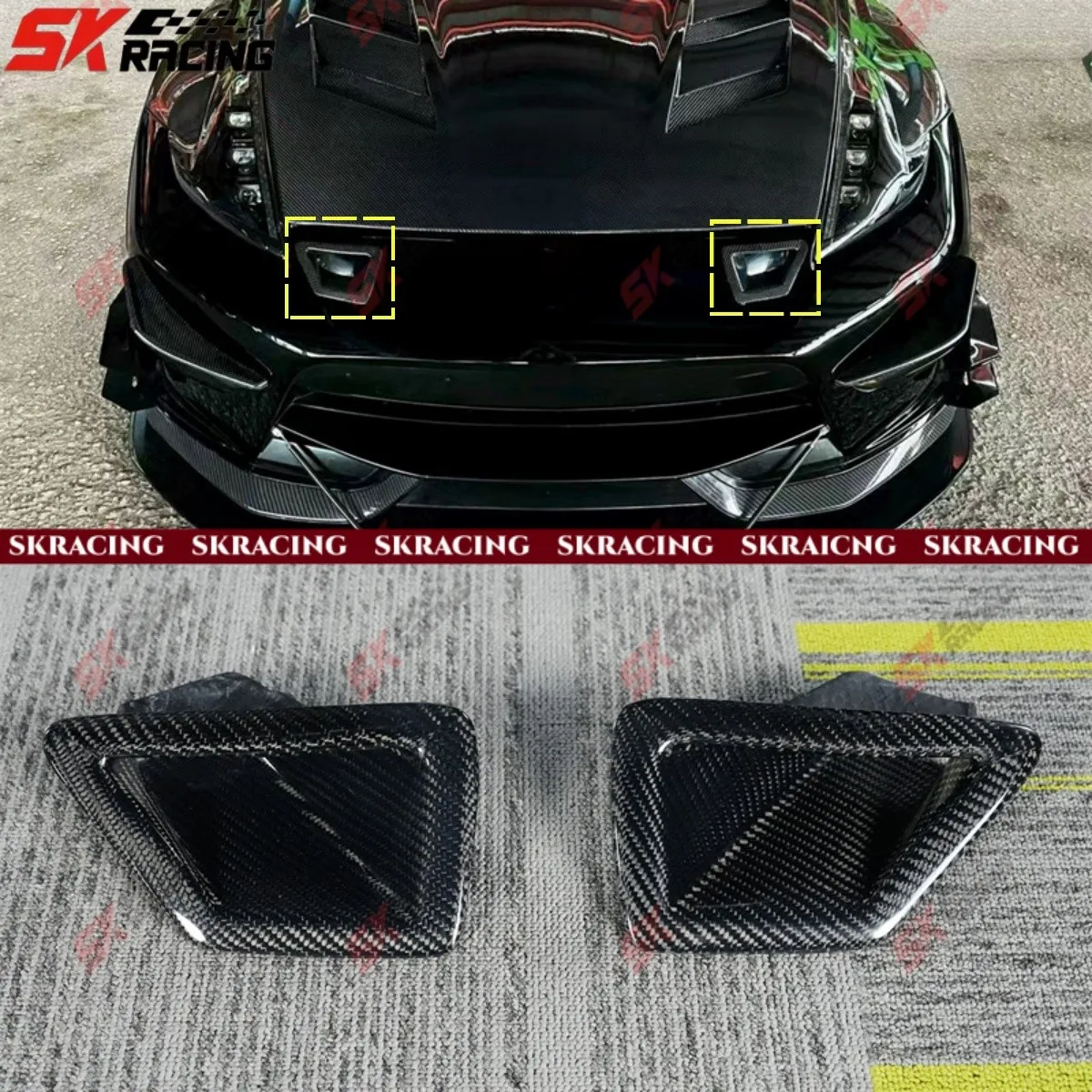 

Carbon Fiber Front Bumper Vents Air Duct Scoop Intake Cover For Nissan 370Z Z34