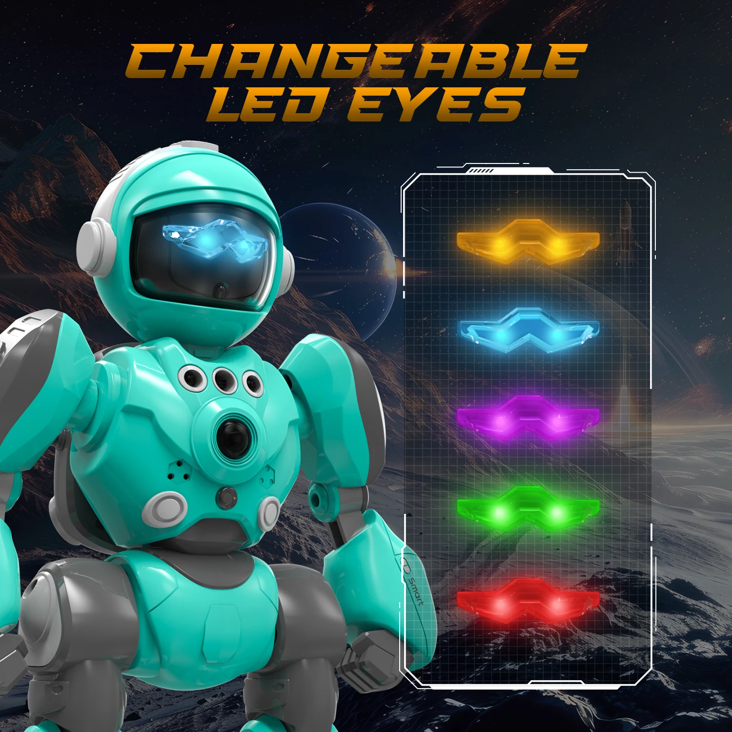 STEMTRON Robot Giocattoli per Bambini Robot telecomandato programmabile con funzione vocale di registrazione magica, rilevamento intelligente dei gesti