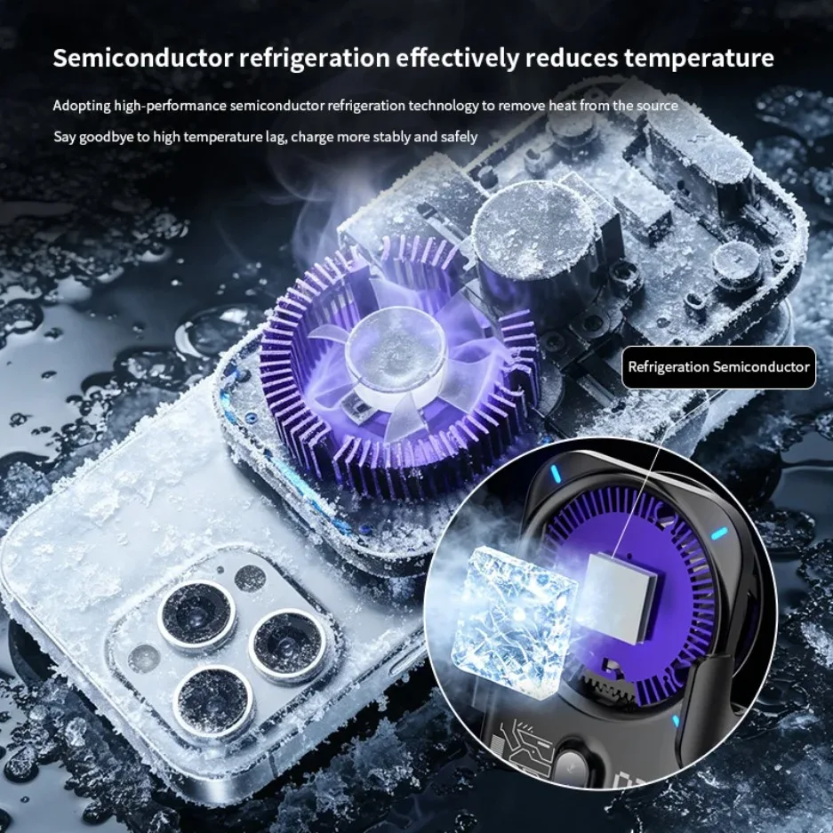 2 In 1 25W Qi2 Magnetic Wireless Car Charger Phone Holder ICE Cooling Auto Induction RGB Light Charger For iPhone 17 Samsung S25
