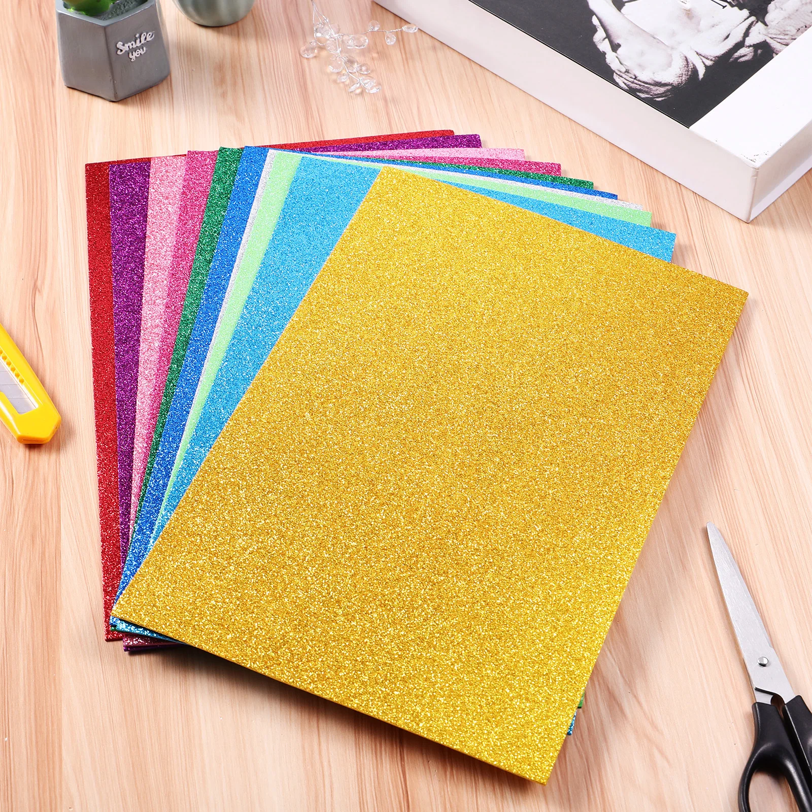 10 pçs eva a4 material de papel brilhante artesanato brilhante para folhas diy crianças diy arte artesanato a4 folhas decorativas