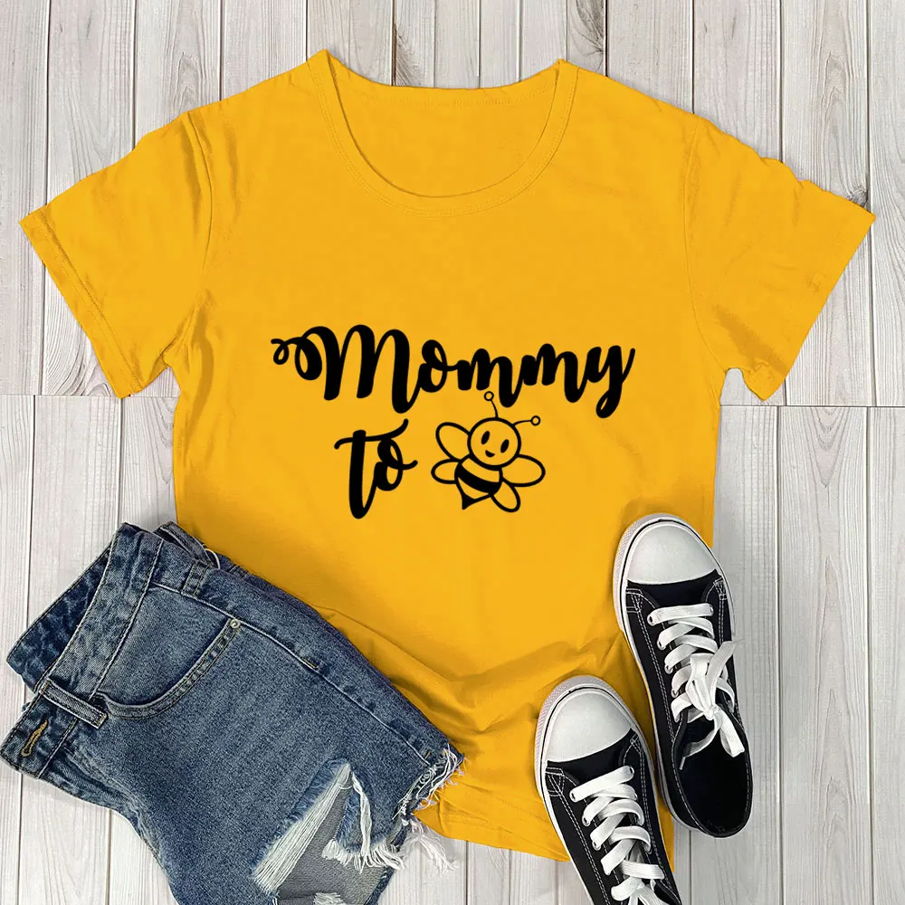 Mommy To Be Daddy To Be Bee Print 100%Cotton Women Tshirt Unisex Funny Summer Casual Short Sleeve Top New Mom Shirt New Dad Tee