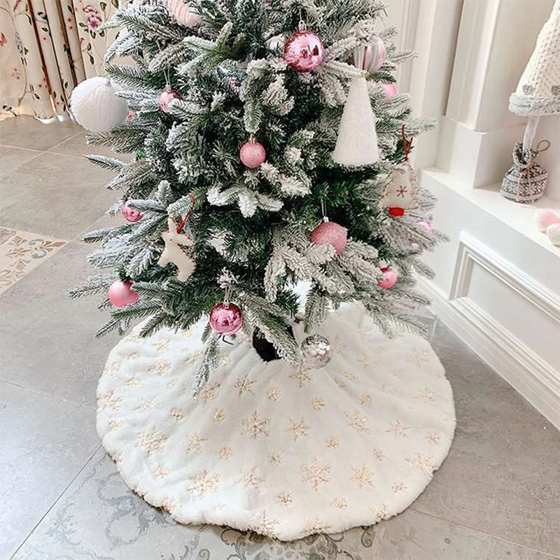 Alfombra de pie de árbol de Navidad, tapete de falda debajo del árbol, decoraciones navideñas para el hogar, copo de nieve, 78/90/122Cm, nuevo