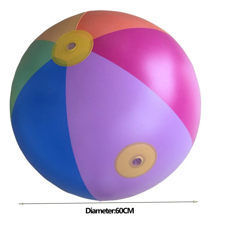 Letni tryskacz z dmuchaną kulą wielka tęcza na zewnątrz, zabawki wodne rozpyloną wodą piłka plażowa do zabawy na świeżym powietrzu dla chłopców