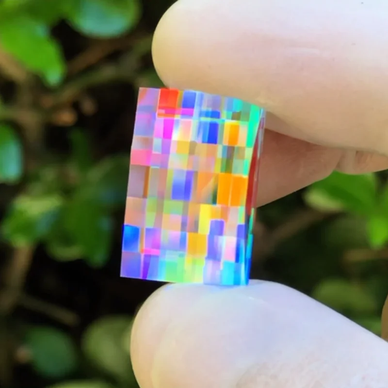 Rectangular  mosaic-cut  sun catcher. Hand-polished. Approximately 20x13mm in size.