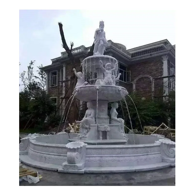 Natural Marble Outdoor Large Luxury Elephant Sculpture Water Fountain Deposit Only