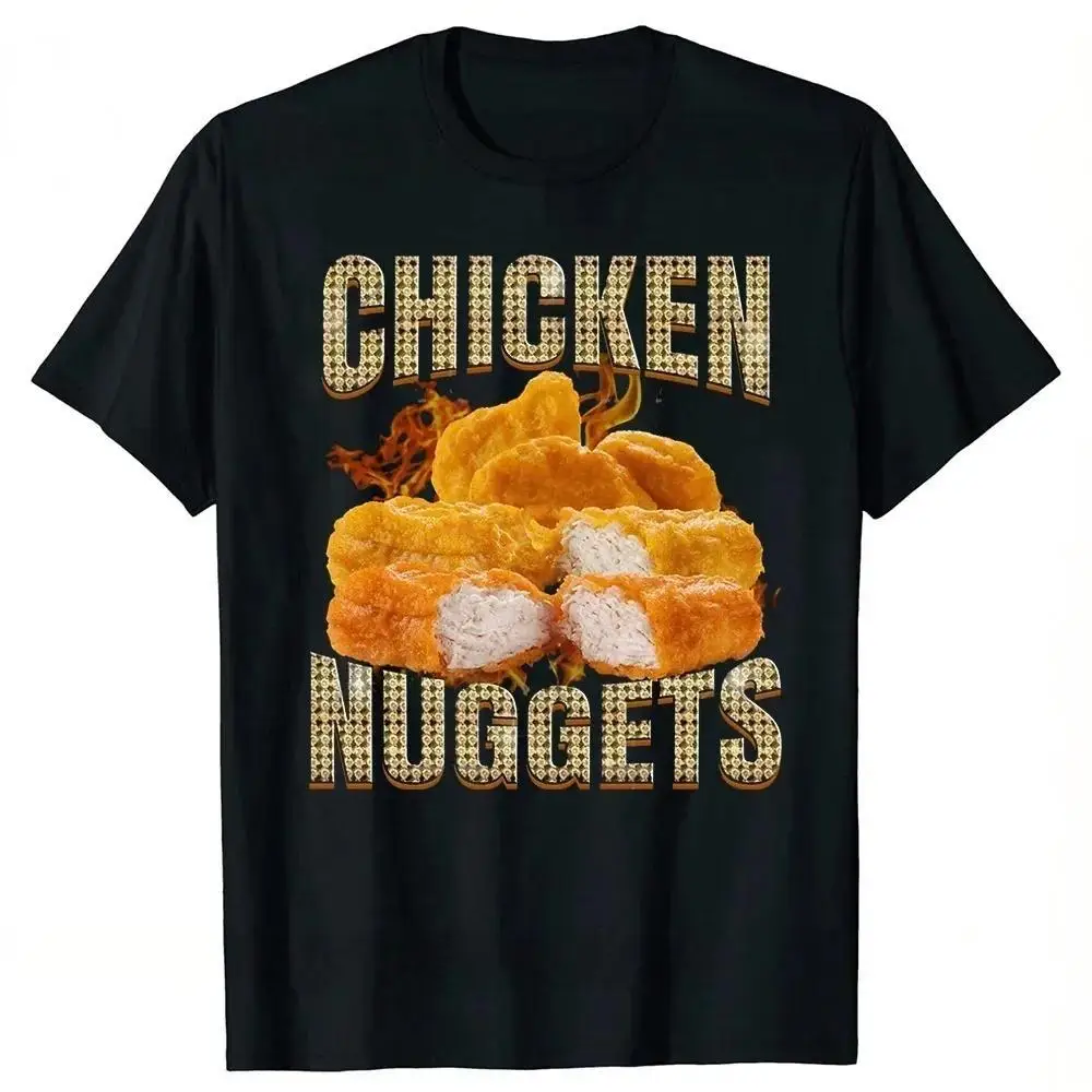 Humor Funny Chicken Nugget Meme Printed T-Shirts Women Joke Food Euro Round Neck Daily Casual Women Tshirt Kawaii Clothes