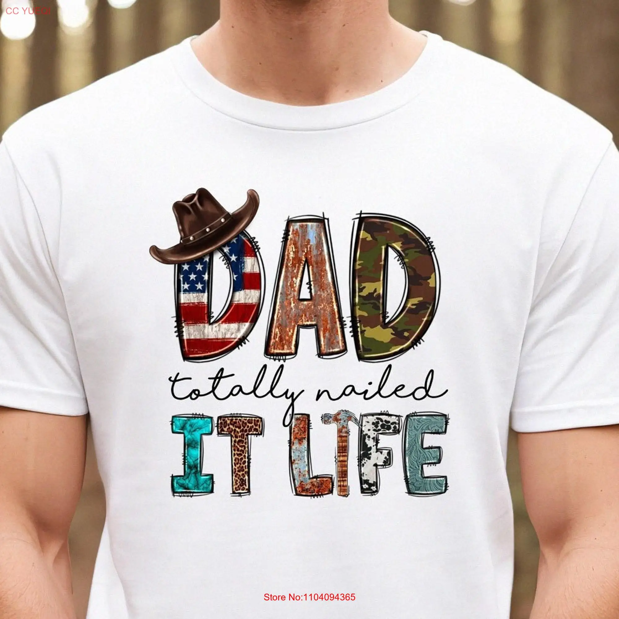 Dad Totally Nailed It Life T Shirt Father's Day Best American Flag New Patriotic long or short sleeves