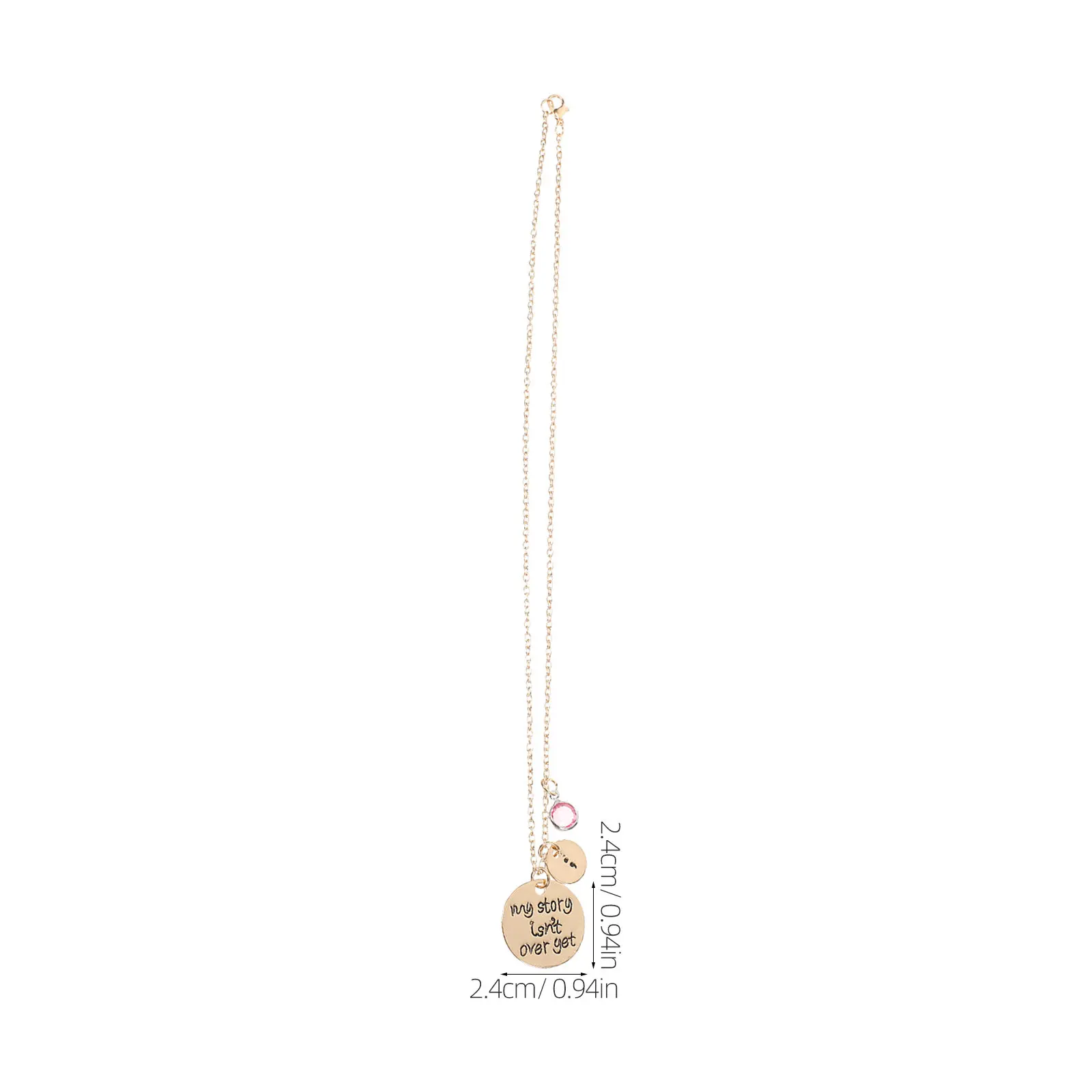 Rhinestone Semicolon Necklace Isn't Over Yet Alloy Pendant Elegant Mental Health Symbol Jewelry Gift for view 2