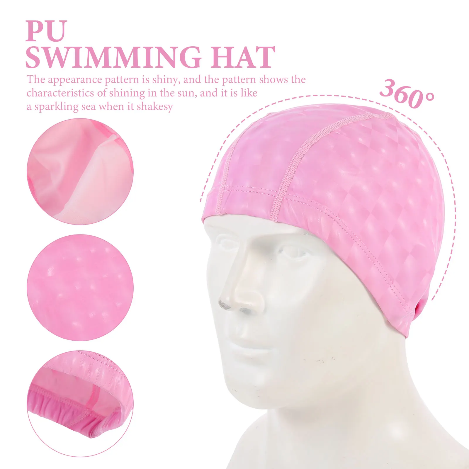 

1pc Premium PU Waterproof Swim Cap for Women Men Large Size Elastic Hair Protection Hat for Swimming Pool Beach Sports Gift