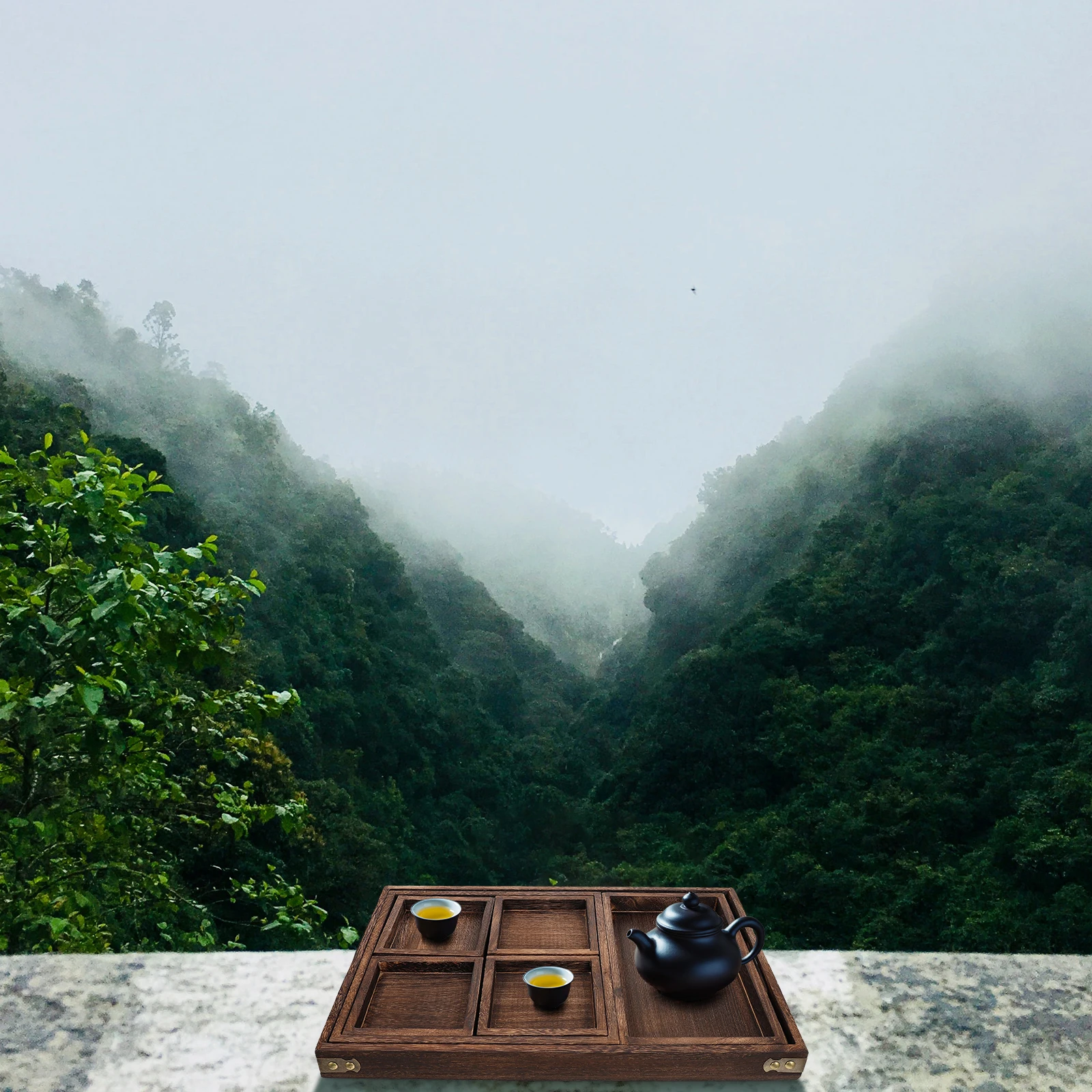 

1Pcs Wooden Tea Tray Rectangular Food Serving Tray Practical Anti-Scald Easy Clean for Home Hotel Wooden Tableware