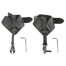 1pc Leather Alloy Archery Bow Release Aids Right Left Hand Adjustable Wrist Strap for Outdoor Hunting Shooting Bow Accessories