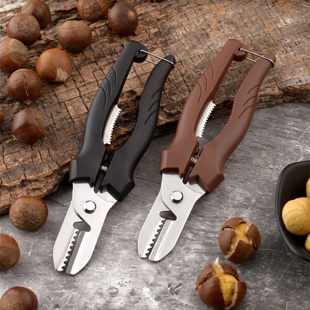 Stainless Steel Design Manual Chestnut Cutter Sturdy Labor Saving Chestnut Scissors Ergonomic Handle Chestnut Opener Tool