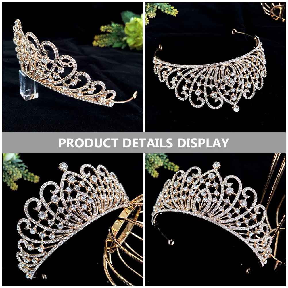 Delicate Bridal Tiara with Rhinestones Elegant Wedding Headpiece for Bride Women Girls Party Banquet Dance Hair Accessory