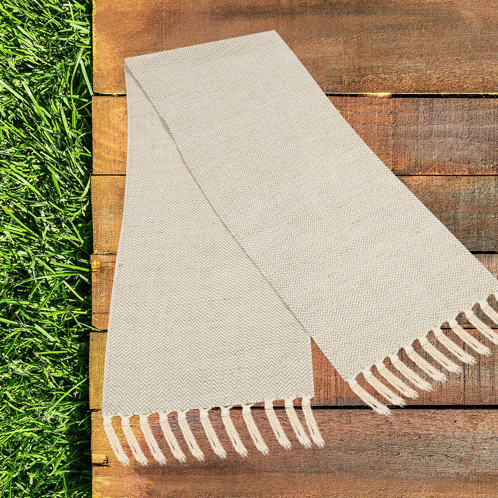 

Linen Tea Table Runner Hand Woven Double-Sided Tassel Dining Table Cover Perfect for Wedding Party Birthday Banquet Holiday