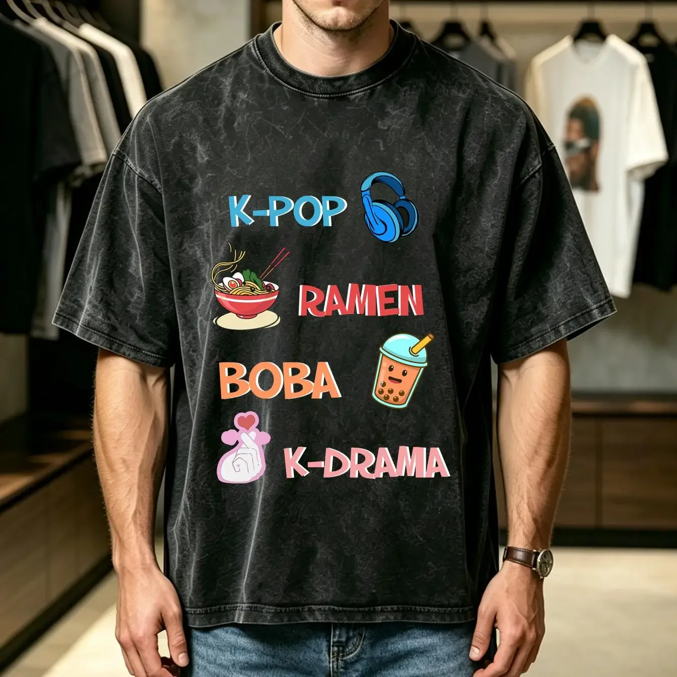 washed T Shirt K Pop Fashion for Fans of korean Drama Collaboration Backpack Large Capacity Cute Foldable 3d Printing vintage