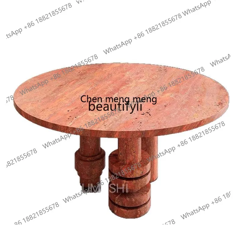 Natural, retro tableware, original texture medieval furniture, light luxury round table