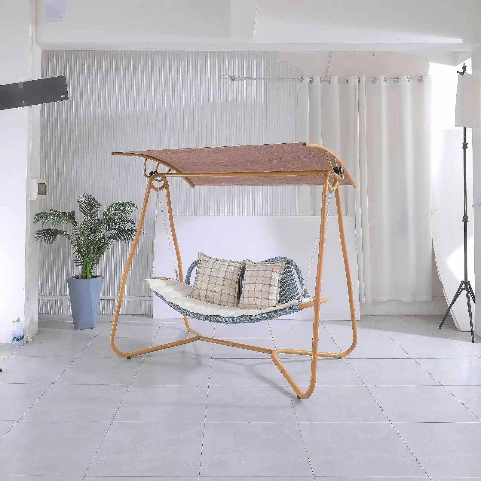 

Уличное 3-местное детское подвесное садовое кресло с навесом, 3-местное кресло-качалка для патио с подставкой