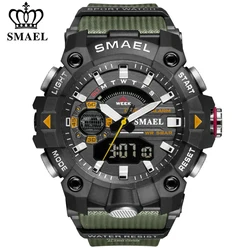 SMAEL-reloj deportivo de cuarzo para hombre, cronógrafo Digital militar, resistente al agua, con pantalla Dual y retroiluminación