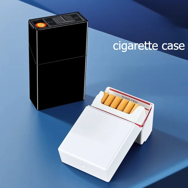 

Перезаряжаемый портсигар Встроенная вольфрамовая зажигалка Ветрозащитный флип-топ большой емкости