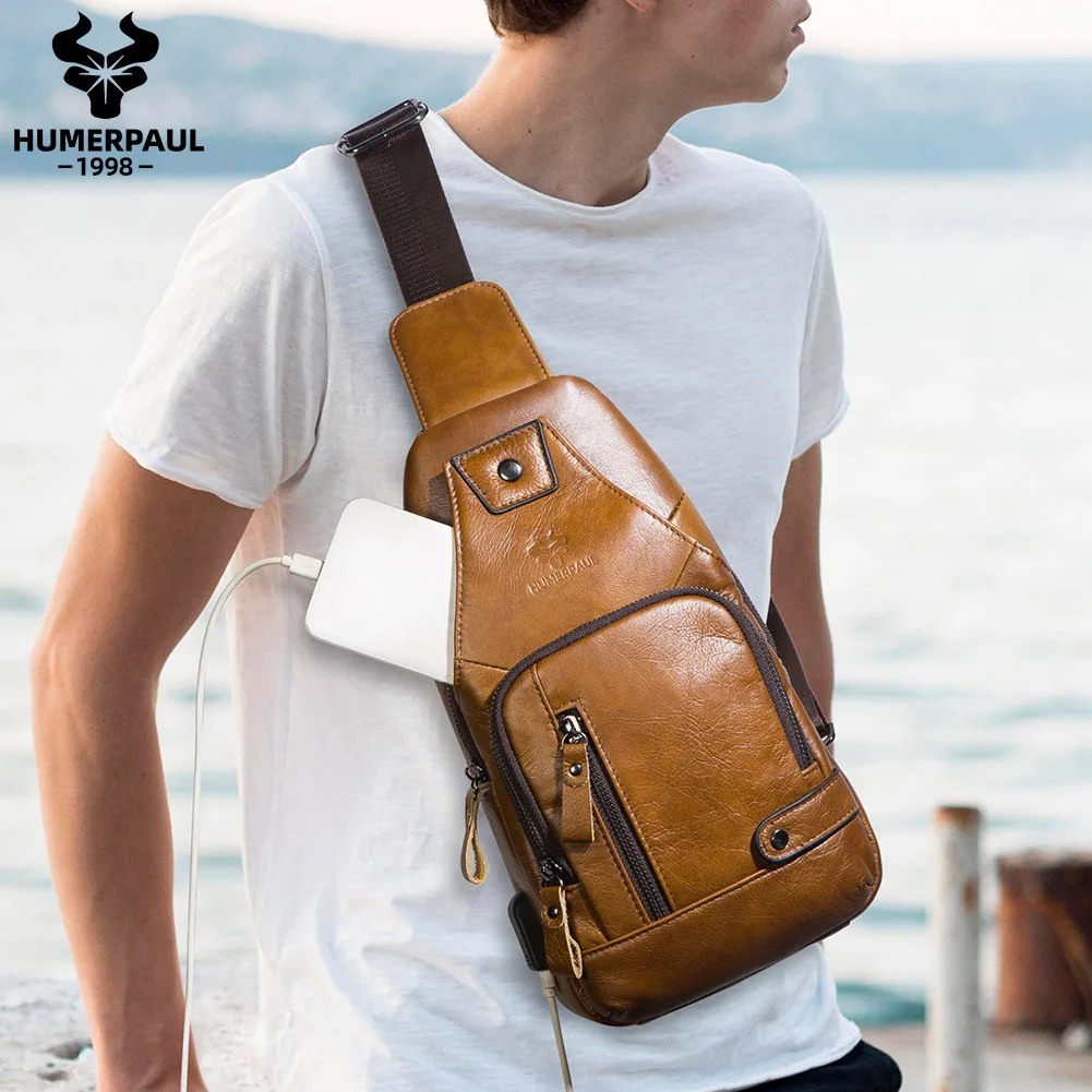 

Мужская дорожная нагрудная сумка из мягкой кожи с несколькими карманами большой вместимости, плоский рюкзак из натуральной кожи, большой вместительный диагональный рюкзак