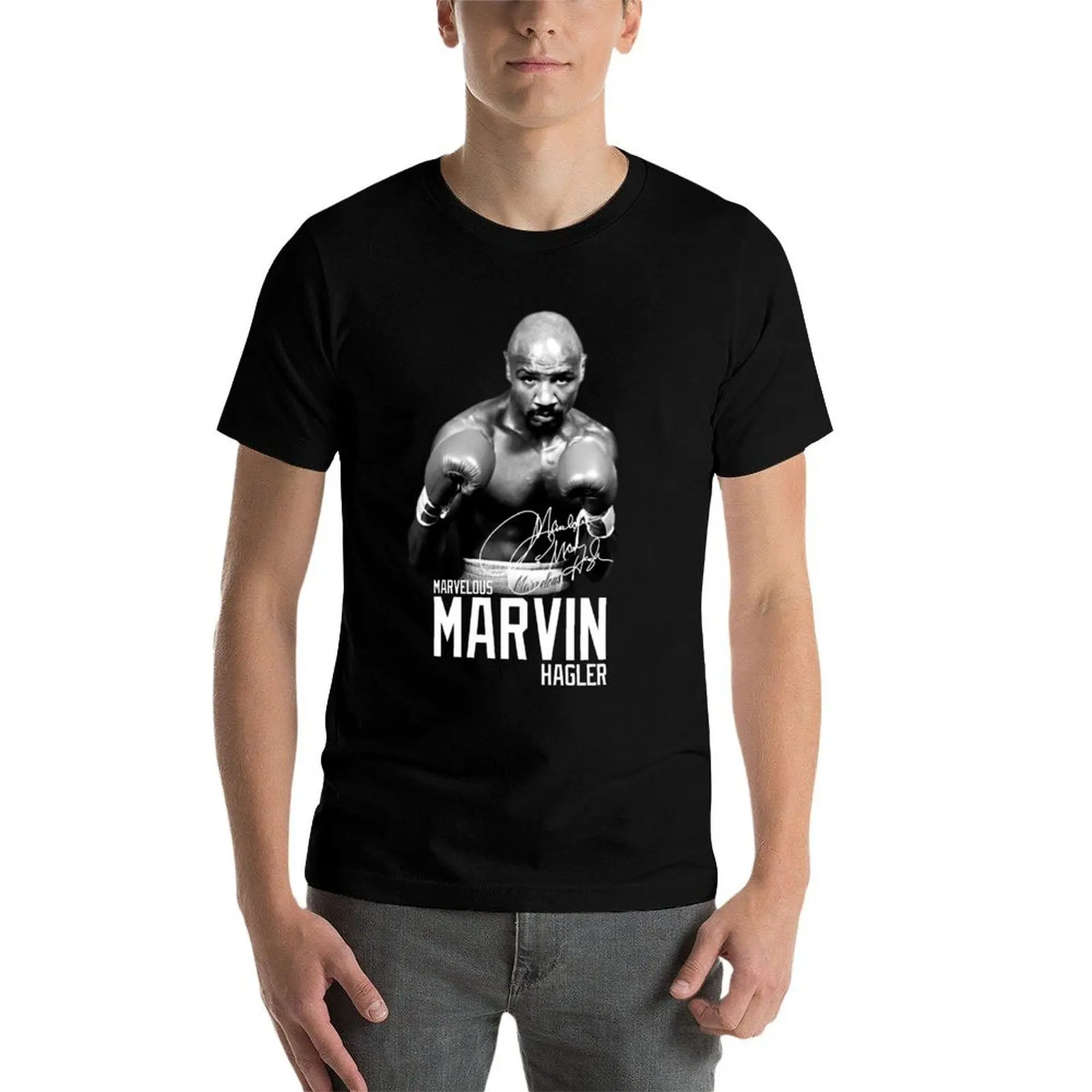 

Marvelous Marvin Hagler Boxing Legend Signature Vintage Retro 80s 90s Rap Style T-Shirt anime t shirts oversize T-Shirt