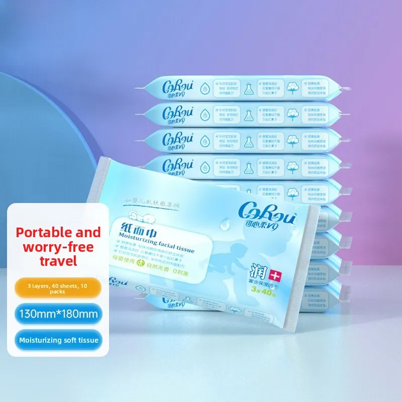 Portable Baby Cloud Soft Towel Moisturizing Cr Paper Towel Dry Wet Use Two Purpose Soft Paaged Facial Towel by Corou