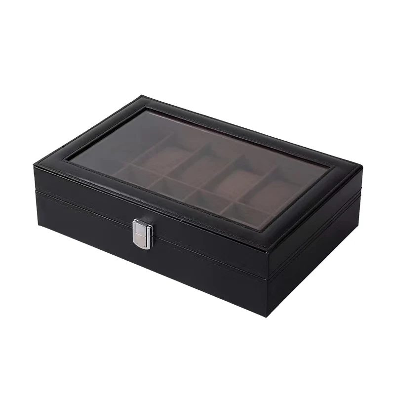 2/6/10/12Slots PU Watch Organizer Boxes Watch Case with Large Glass Watch Pillows, Watch Box Organizer, Gift for Loved Ones